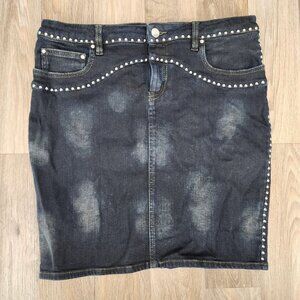 IRO Jeans Women's Size 30 Dark Wash Blue Denim Studded Pencil‎ Jean Skirt